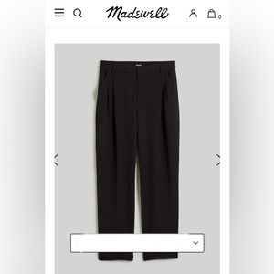 Madewell black sz 6 pleated tapered leg pants in easygoing crepe. NWOT